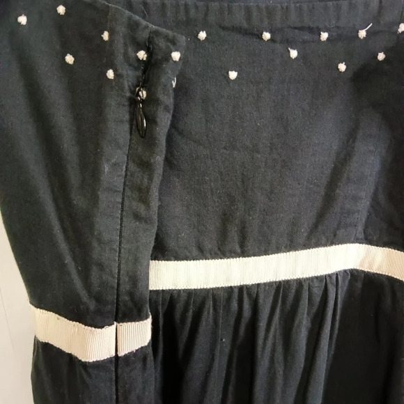 Anthropologie Moulinette Soeurs Embroidered Black Dress Size 8 - Picture 8 of 13